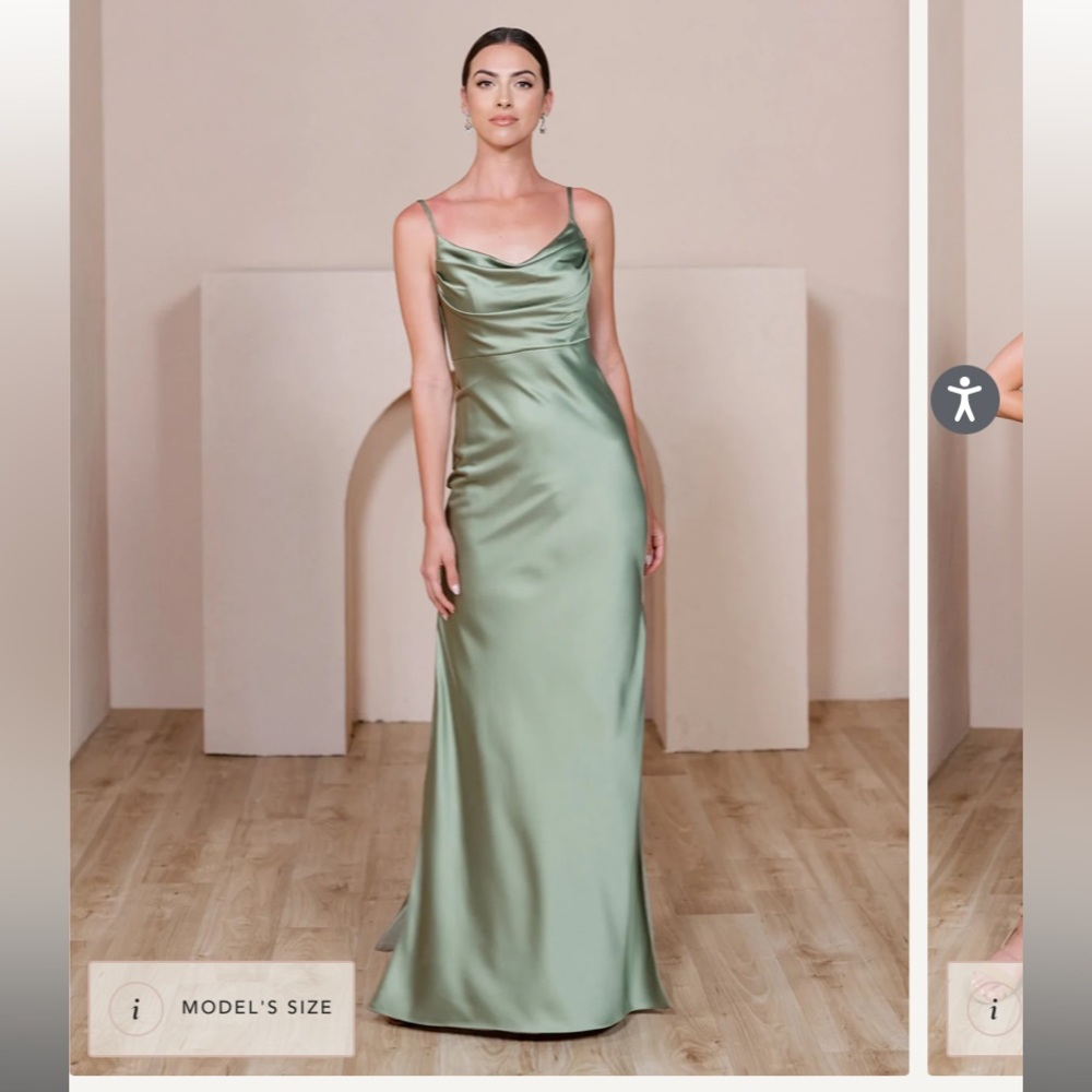 Revelry Satin Skye Silver Sage Bridesmaid Dress